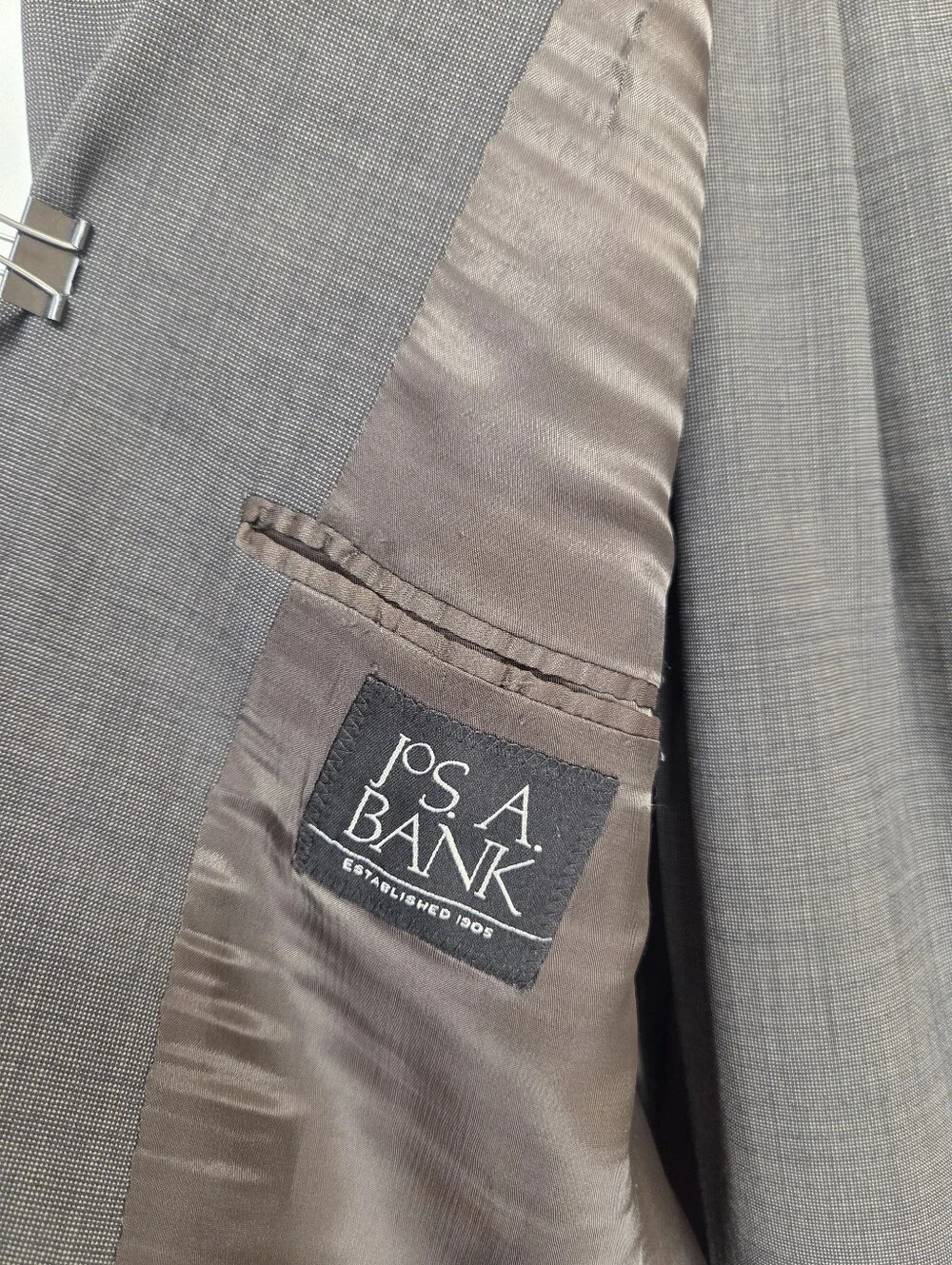 Jos. A. Bank 42R 36R Olive Green 2pc Suit 100% Wool Notch Lapel